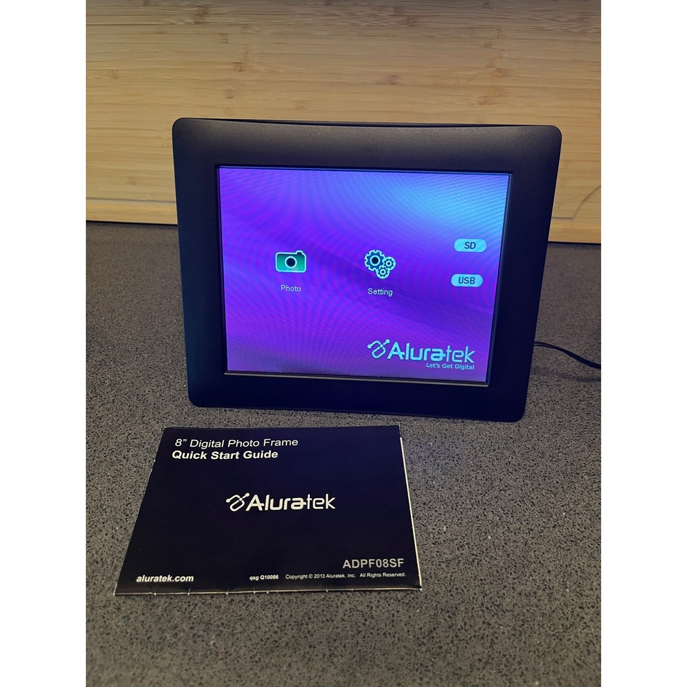 Aluratek Digital Photo Frame Unisex 8 Inch Black ADPF08SF LCD USB SD Slot